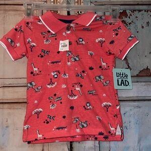 Little Lad jungle/safari themed little boys 2T Polo shirt NWT